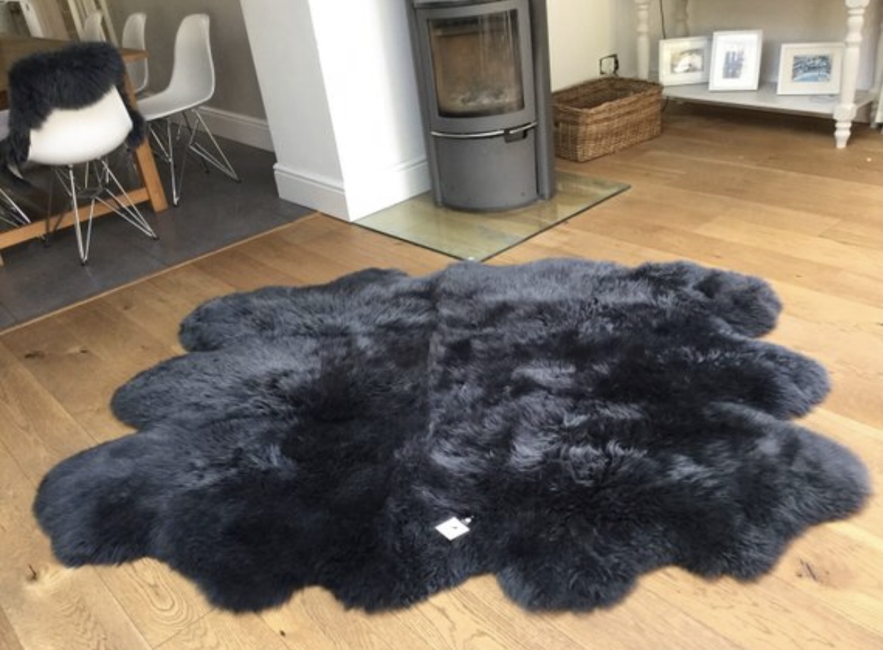 Charcoal Grey Large Six Sheepskin Rug The Swedish Wooden Horse Company